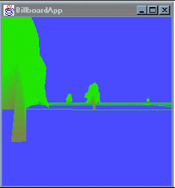 Figura 5-16, Imagen de BillboardApp con 'Árboles' 2D de cara al Espectador.