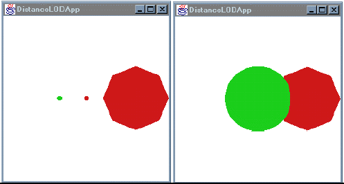 Figura 5-19, Dos escenas Renderizadas desde DistanceLODApp.