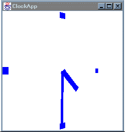 Figura 5-5, Escena renderizada a las 4:30 por el programa de ejemplo ClockApp.