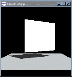 Figura 6-28, Escena Producida por ShadowApp.java Demostrando el sombreado automático en Java 3D