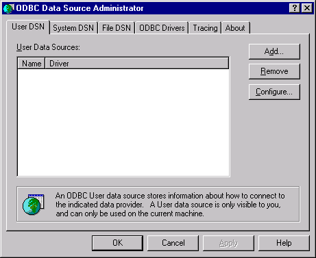 Pantalla ODBC