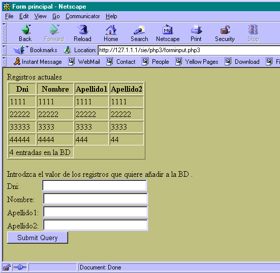 Pantalla resultado del código PHP3