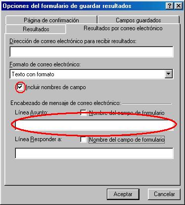 Opciones del formulario