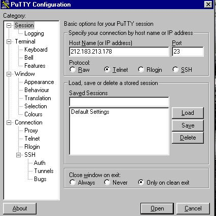 Conectarse con PuTTY
