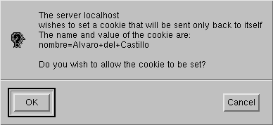 Figura 3: Petición de confirmación de cookie al cliente