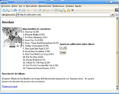 Figura 6. Página rev.php, creada usando una plantilla lista
