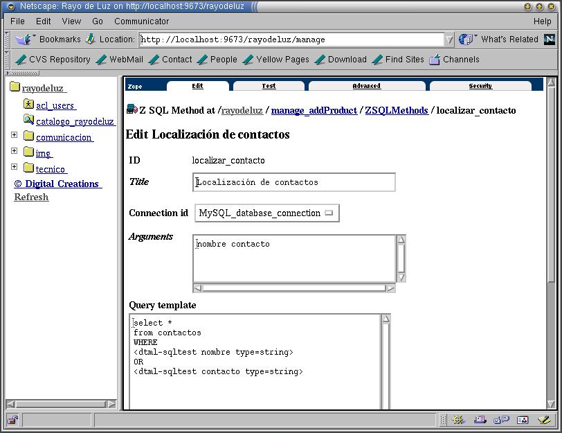 Formulario para la búsqueda de contactos