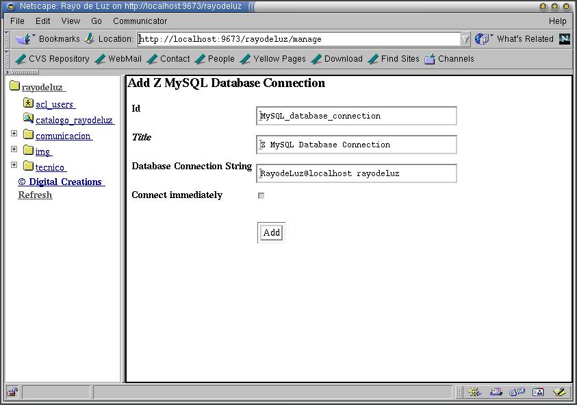 Configuración de conexión a MySQL