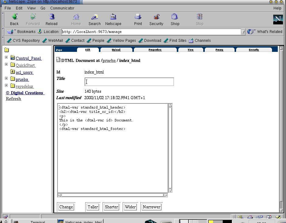 Edición del objeto index_html
